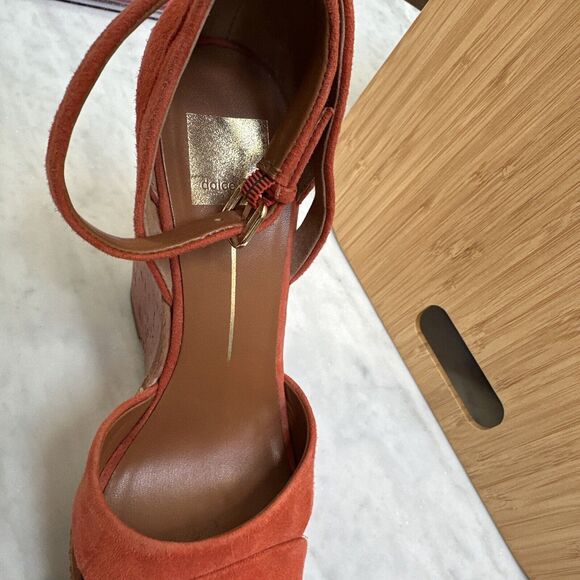Dolce Vita Platform Wedge Heels Nubuck Size 8M Red/Orange - Picture 6 of 15